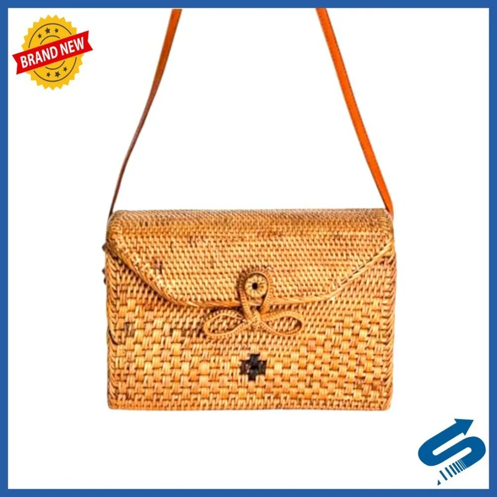 Handmade Rattan Woven Purse Boho Straw Bag Crossbody Tote Summer Essential